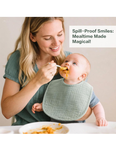 Paquete de 8 Baberos de Muselina Algodón Suave Bebé Azul