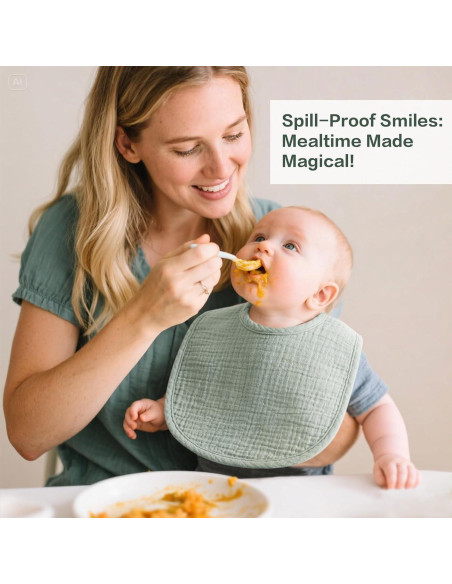 Paquete de 8 Baberos de Muselina Algodón Suave Bebé Azul