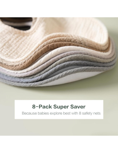 Paquete de 8 Baberos de Muselina Algodón Suave Bebé Azul