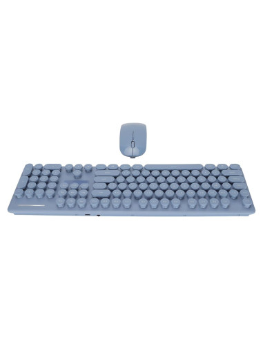 Combo Teclado y Ratón Inalámbrico Zunate Retro 104 Teclas Azul