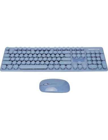 Combo Teclado y Ratón Inalámbrico Zunate Retro 104 Teclas Azul