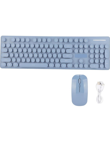 Combo Teclado y Ratón Inalámbrico Zunate Retro 104 Teclas Azul