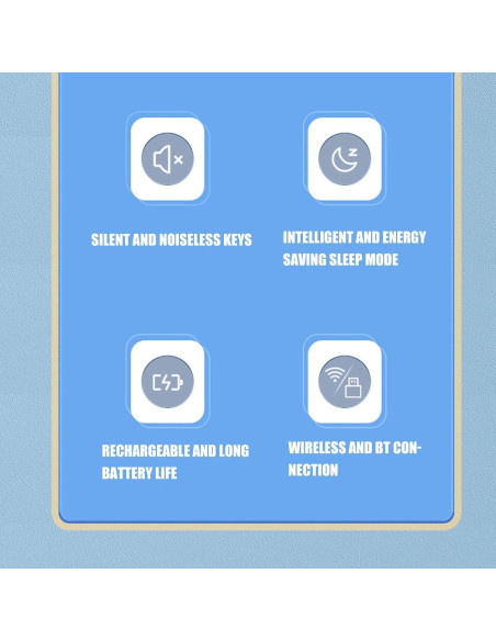 Combo Teclado y Ratón Inalámbrico Zunate Retro 104 Teclas Azul