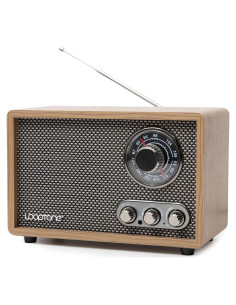 Radio LoopTone R08P AM FM Bluetooth Madera Retro 24cm