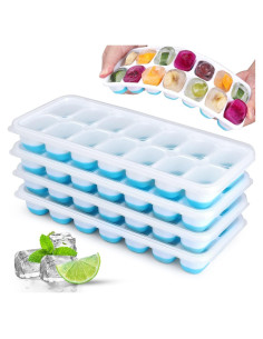 Bandeja de Hielo Jrisbo 4 Piezas Silicona Apilable Azul