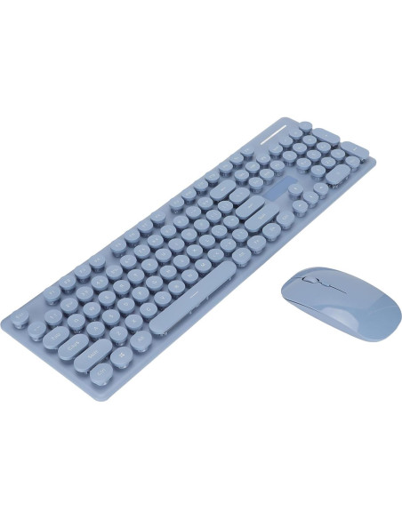 Combo Teclado y Ratón Inalámbrico Zunate Retro 104 Teclas Azul