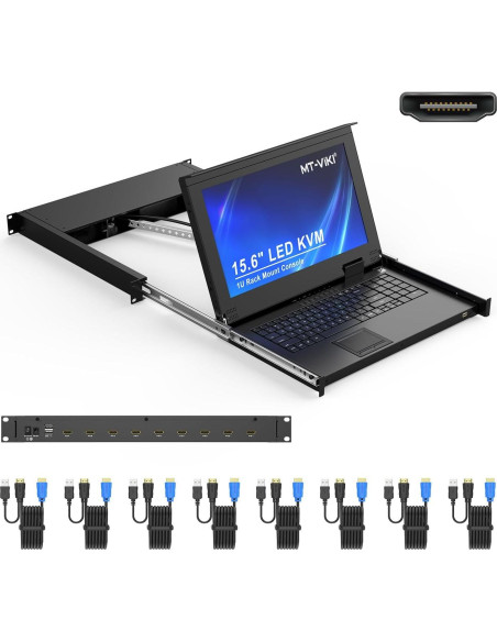 Consola KVM 8 Puertos HDMI MT-VIKI con Adaptador VGA a HDMI