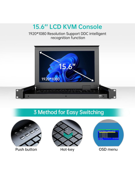 Consola KVM 8 Puertos HDMI MT-VIKI con Adaptador VGA a HDMI