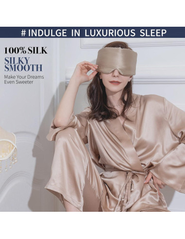 Máscara de Sueño de Seda Fleur&Yang Ajustable 100% Mulberry