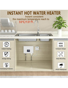 Calentador de Agua Eléctrico Sin Tanque Daordaer 3000W Blanco 2