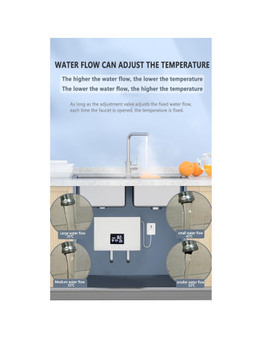 Calentador de Agua Eléctrico Sin Tanque Daordaer 3000W Blanco