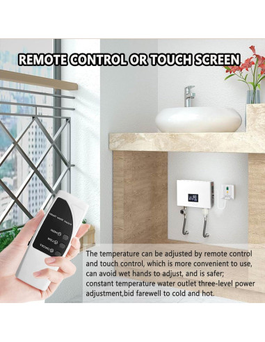 Calentador de Agua Eléctrico Sin Tanque Daordaer 3000W Blanco