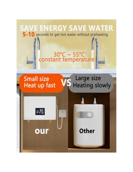 Calentador de Agua Eléctrico Sin Tanque Daordaer 3000W Blanco