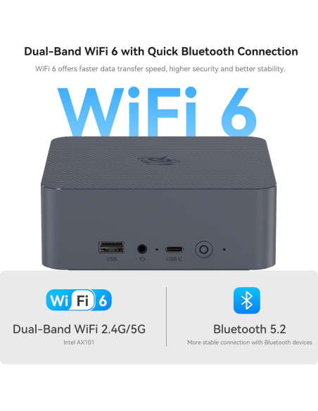 Mini PC Beelink EQI i3-1220P 16GB RAM 500GB SSD Doble Pantalla 4K