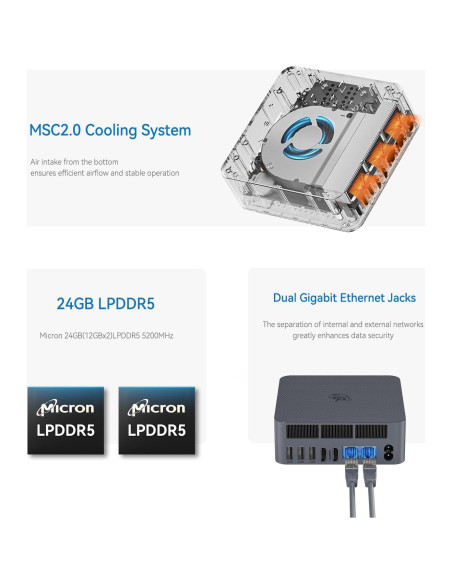 Mini PC Beelink EQI i3-1220P 16GB RAM 500GB SSD Doble Pantalla 4K