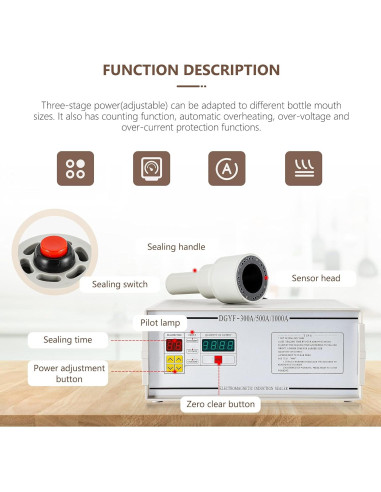 Sellador de Tapas por Inducción NEWTRY 10-50mm 220V