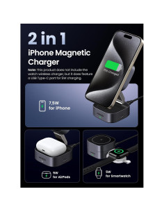 Cargador Inalámbrico Rápido UGREEN MagFlow 2-en-1 para iPhone y AirPods 2