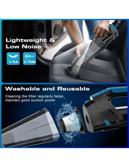 Aspiradora de Coche Blestan 12V 0.35L con Luz LED y Accesorios