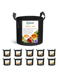 Paquete de 10 bolsas de cultivo Cavisoo 11.4L tela transpirable