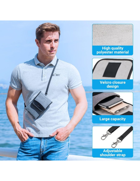 Funda de Teléfono KIWIFOTOS para Cintura y Hombro Gris