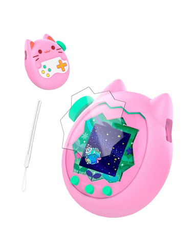 Funda de Silicona Rosa para Tamagotchi Paradise con Cordón