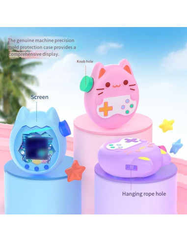 Funda de Silicona Rosa para Tamagotchi Paradise con Cordón