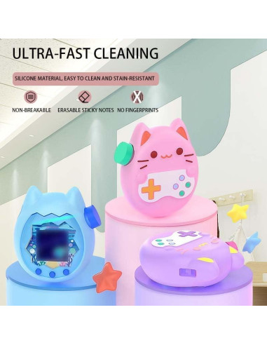 Funda de Silicona Rosa para Tamagotchi Paradise con Cordón