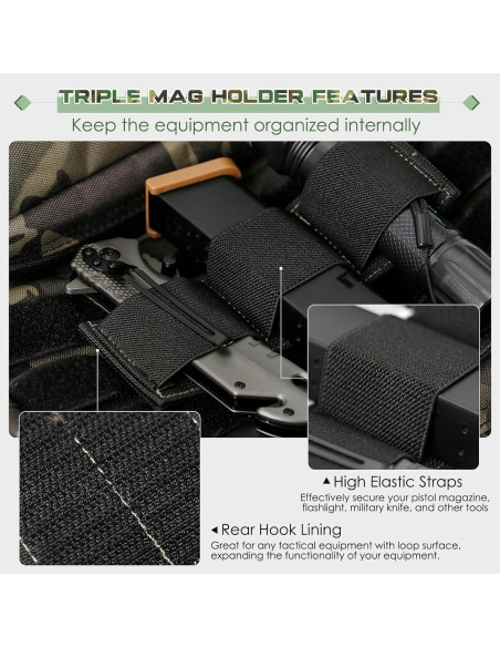 Soporte de Triple Revista OCQOTAT Negro - 2 Piezas Nylon