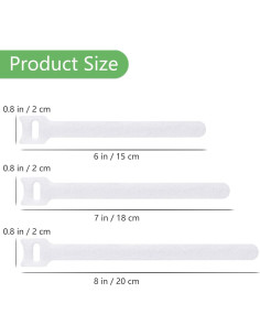 Bridas Reutilizables PASOW 60pcs Microfibra 15/18/20 cm Blanco 2