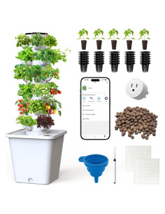 Torre Hidropónica Vertical SJZXUV 6 Capas 30 Cápsulas Blanca