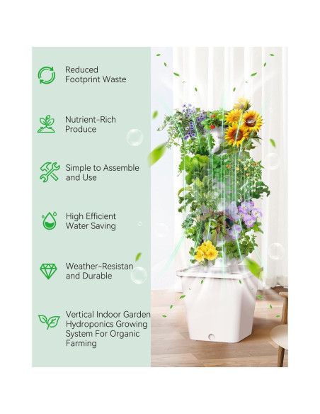 Torre Hidropónica Vertical SJZXUV 6 Capas 30 Cápsulas Blanca
