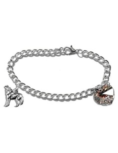 Pulsera de Joyería de Corazón y Lobo Crepúsculo Plata 18.42 cm