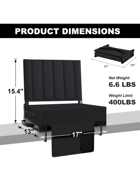 Asiento de Estadio Plegable Aliphon con Respaldo y Cojín - 2 Piezas