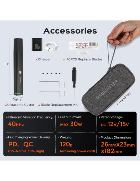 Cuchillo Cortador Ultrasonico Bonvoisin MC-01 30W 40KHz Portátil
