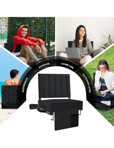 Asiento de Estadio Plegable Aliphon con Respaldo y Cojín - 2 Piezas