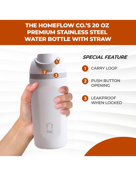 Botella de Agua THC 591 ml Acero Inoxidable Doble Pared