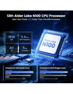 Mini PC Trycoo WI6 N100, 16GB RAM, 512GB SSD, 4K Triple Pantalla 2