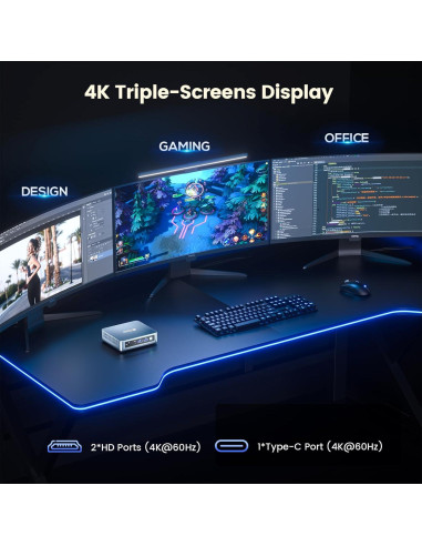 Mini PC Trycoo WI6 N100, 16GB RAM, 512GB SSD, 4K Triple Pantalla