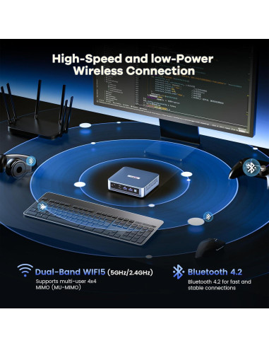 Mini PC Trycoo WI6 N100, 16GB RAM, 512GB SSD, 4K Triple Pantalla