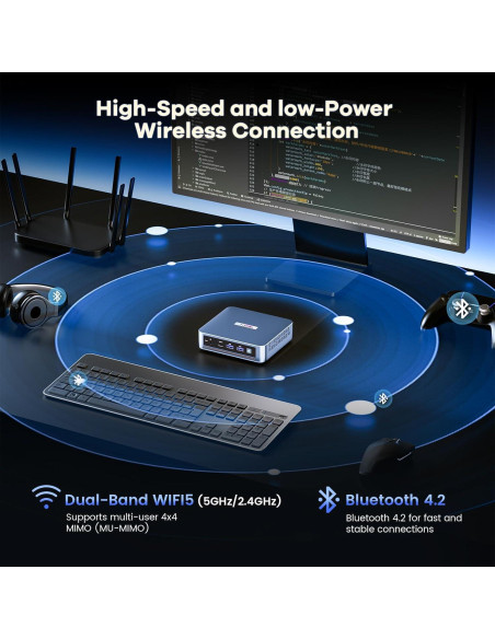 Mini PC Trycoo WI6 N100, 16GB RAM, 512GB SSD, 4K Triple Pantalla