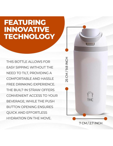 Botella de Agua THC 591 ml Acero Inoxidable Doble Pared