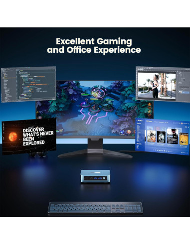 Mini PC Trycoo WI6 N100, 16GB RAM, 512GB SSD, 4K Triple Pantalla