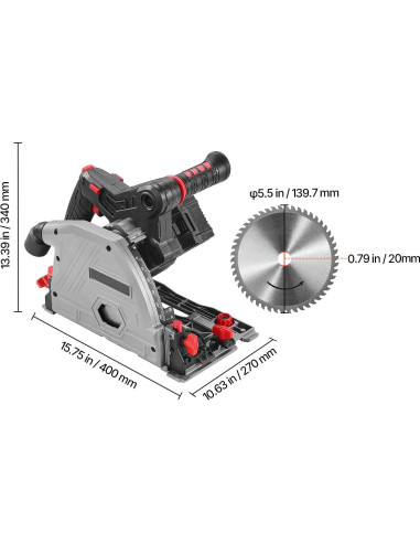 Sierra de Inmersión Inalámbrica Happybuy 20V 5.5" 4Ah