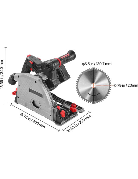 Sierra de Inmersión Inalámbrica Happybuy 20V 5.5" 4Ah