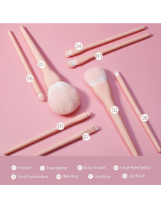 Juego de Brochas de Maquillaje MSQ 8 Piezas Rosa 2