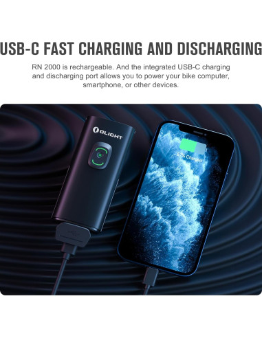 OLIGHT RN 2000 Faro LED Recargable para Bicicleta 2000 Lúmenes