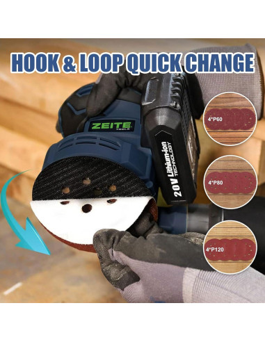 Lijadora Orbital Inalámbrica ZEITE 20V 5" 6 Velocidades 2.2kg