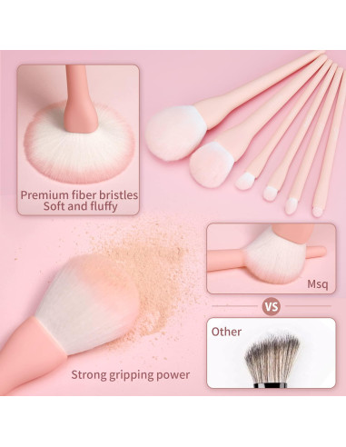 Juego de Brochas de Maquillaje MSQ 8 Piezas Rosa