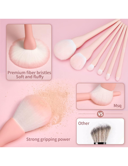 Juego de Brochas de Maquillaje MSQ 8 Piezas Rosa