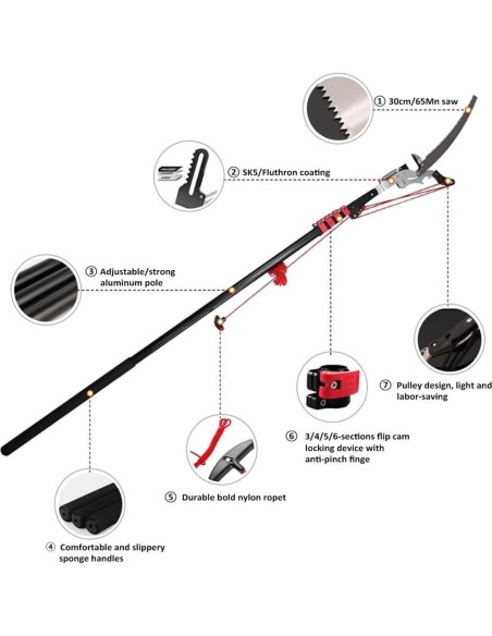 Sierra de Poste Telescópica DARZYS 5.4m con Cuerda de Nylon